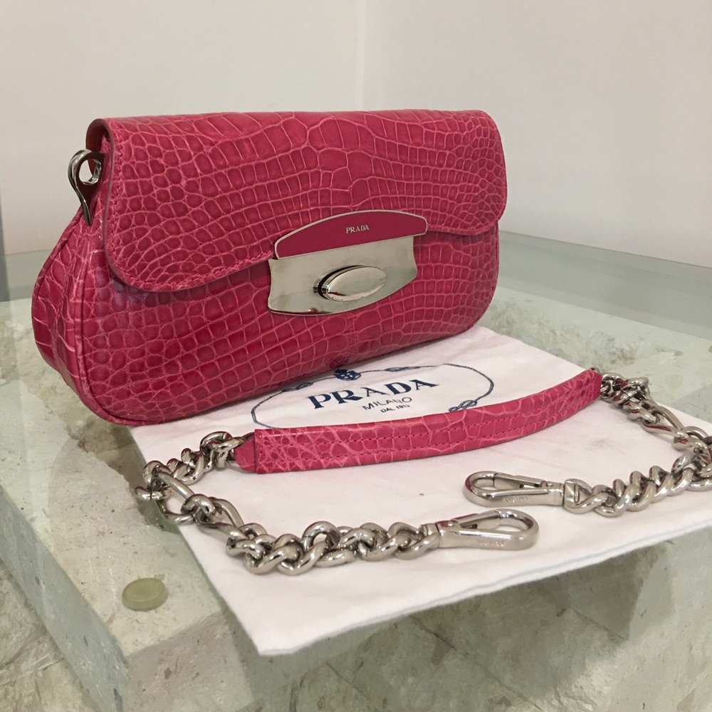 ❤️‍🔥SOLD❤️‍🔥Authentic Preowned Prada exotic crocodile bag